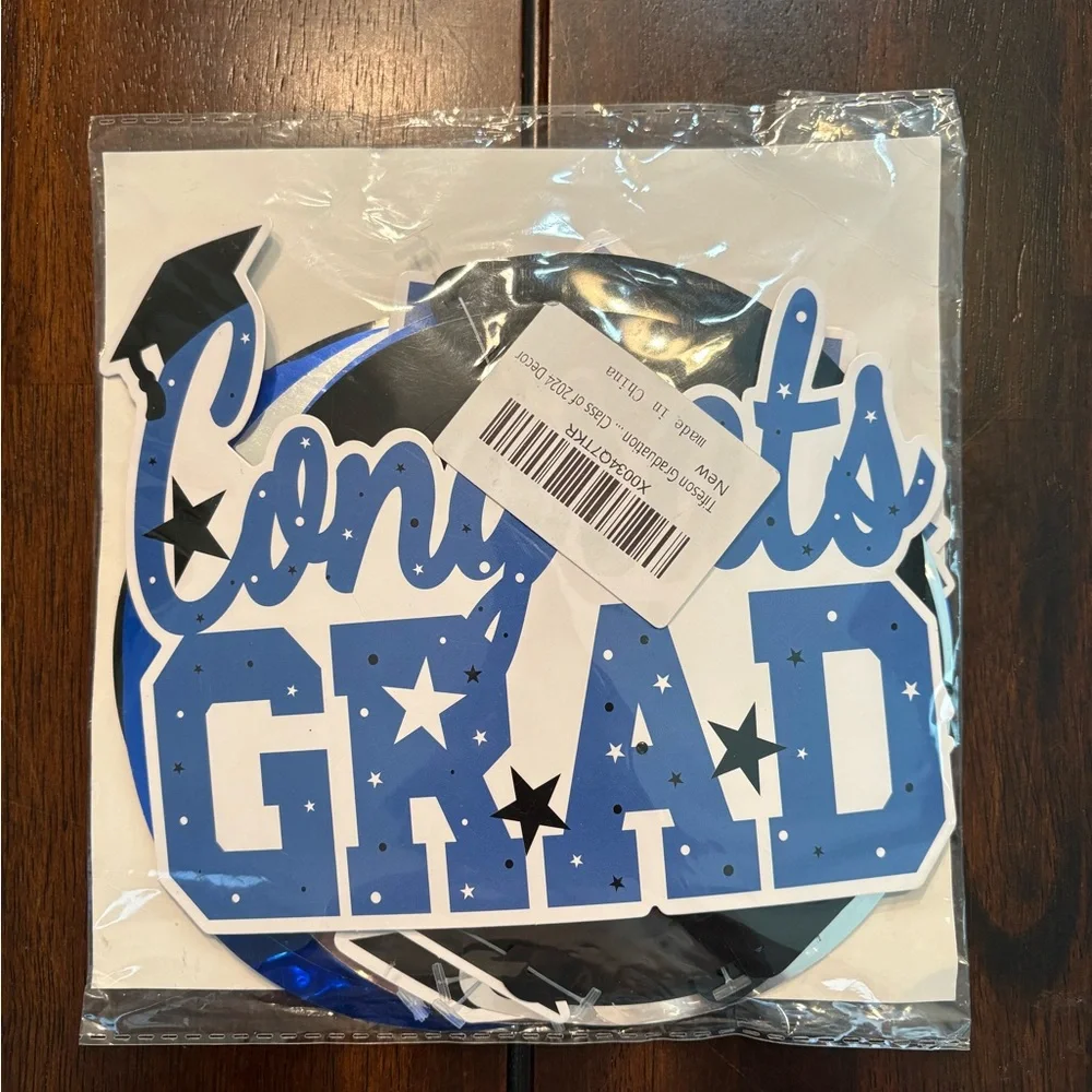 Congrats Grad Blue and Black Hanging Decorations